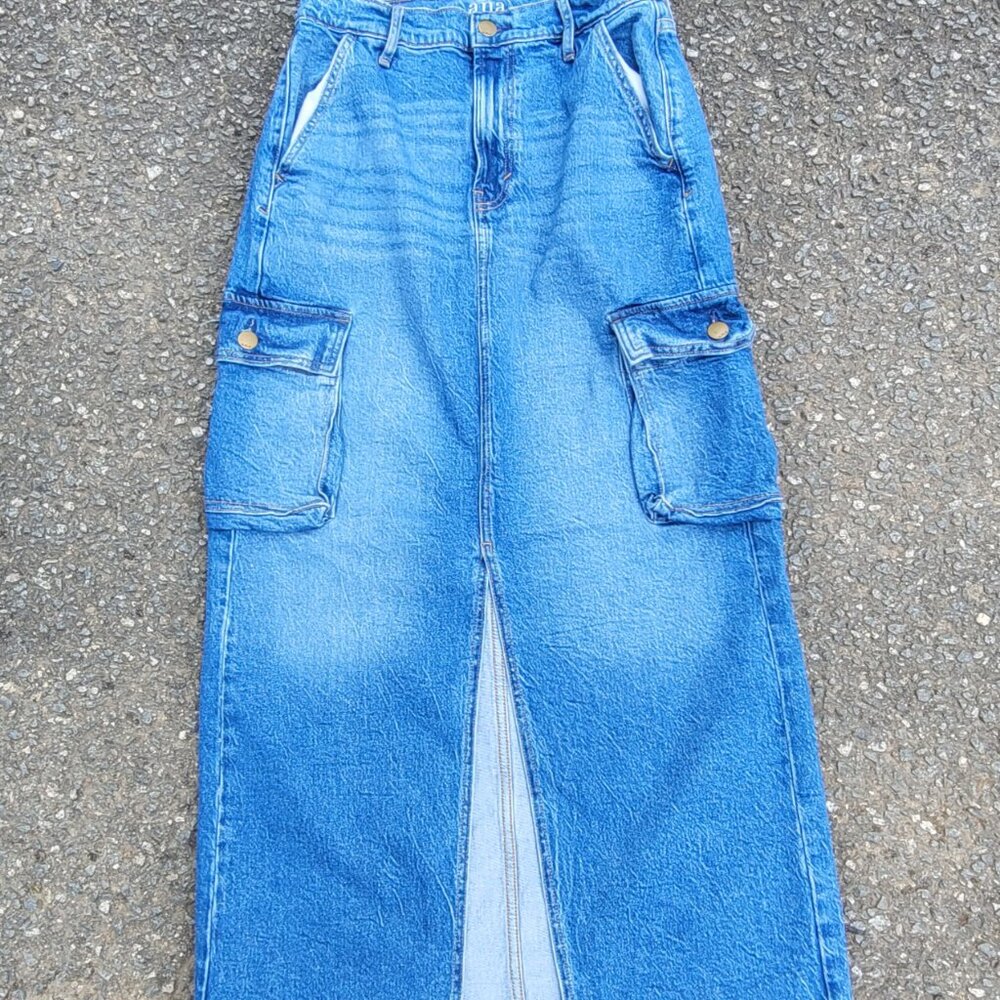 Vintage Y2K a.n.a Denim Cargo Maxi Skirt size 2